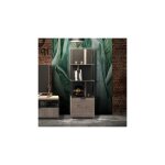 Bibliothque 1 porte vitre 55 cm dcor chne gris et noir - naddy