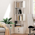 Biblioth�que � 5 niveaux, meuble de rangement avec �tag�res et placard double porte, 60 x 23, 8 x 179, ...