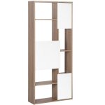 Beliani - bibliothque 6 niveaux et 3 portes en mdf effet bois fonc et blanc grada