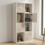Biblioth�que, 60x30x125cm, biblioth�que basse, 8 compartiments avec 4 portes, �tag�re de rangement, meuble ...