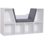 Homcom - bibliothque banc 2 en 1 design contemporain 6 casiers 3 coussins fournis 102l x 30l x 61h cm ...