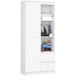 Biblioth�que de bureau akord r11 blanche 80 cm 1 porte 2 tiroirs fa�ade blanche mat 7 �tag�res 80x35x180 ...