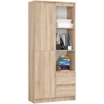 Akord - bibliothque de bureau r11 chne sonoma 80 cm 1 porte 2 tiroirs faade chne sonoma mat 7 tagres ...
