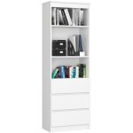Akord - bibliothque de bureau r60 blanche 60 cm 3 tiroirs faade blanche mat 3 tagres 60x35x180 cm ...