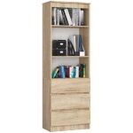 Akord - biblioth�que de bureau r60 ch�ne sonoma 60 cm 3 tiroirs fa�ade ch�ne sonoma mat 3 �tag�res 60x35x180 ...