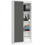 Akord - bibliothque de bureau r80 blanche 80 cm 1 porte faade gris graphite mat 8 tagres 80x35x180 ...