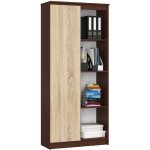 Akord - biblioth�que de bureau r80 weng� 80 cm 1 porte fa�ade ch�ne sonoma 8 �tag�res 80x35x180 cm