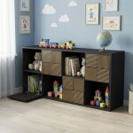 Biblioth�que enfant, 125x30x60cm, meuble de rangement enfant � 8 compartiments avec 4 portes, �tag�re ...