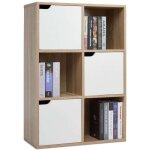 Biblioth�que �tag�re de livres meuble de rangement avec 6 compartiments inclus 3 ouvert et 3 avec porte ...