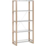 Beliani - bibliothèque avec Étagères en verre et structure effet bois clair et blanc idéale pour chambre ... Beliani - bibliothèque avec Étagères en verre et structure effet bois clair et blanc idéale pour chambre ...