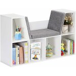 Costway - bibliothque, meuble de rangement en bois avec 6 compartiments et sige pour chambre, salon, ...