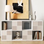 Biblioth�que modulable style scandinave, meuble de rangement 8 casiers en bois avec 4 portes sculpt�es, ...