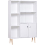 Homcom - biblioth�que scandinave dim. 80l x 23, 5l x 123h cm 5 niches placard 2 portes pieds effil�s ...