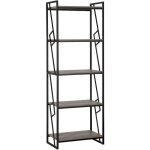 Beliani - bibliothque au style industriel compos de 5 compartiments en imitation bois et une structure ...