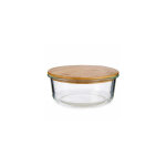 Bote de conservation ronde en verre avec couvercle hermtique en bambou - 95cl
