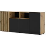 Bim furniture - meuble tv como 'buffet salon auris 180x42x82cm ch�ne noir mat