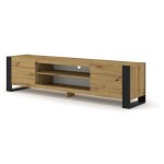 Bim furniture - meuble tv couleur chne rustique avec pieds noirs188x47hx40 cm