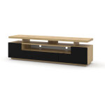 Bim furniture - meuble tv avec led int�gr� eva 180 cm 180x42x51h ch�ne noir mat