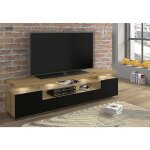 Bim furniture - meuble tv avec led intégré eva 180 cm 180x42x51h chêne noir mat Bim furniture - meuble tv avec led intégré eva 180 cm 180x42x51h chêne noir mat