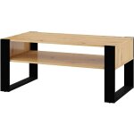 Bim furniture - table basse nuka f 110x60x48 cm ch�ne artisan / noir mat table d'appoint table avec �tag�re ...