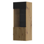 Bim furniture - meuble colonne vitrine salon auris 45x37x115cm ch�ne noir mat