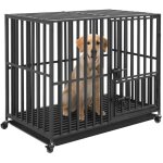 Cage pour chien grande taille cages de transport chien  roulette avec 3 portes l 95 x 81 x 57 cm