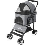 Poussette pour chien pliable - chariot pour chat  4 roues avec habillage de pluie pour animal de compagnie ...