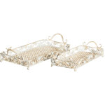 Biscottini - lot de 2 plateaux rectangulaires en fer avec poign�es plateau d�coratif plateau de table ...