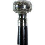 Biscottini - bâton noir de marche en bois et étain Biscottini - bâton noir de marche en bois et étain