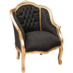 Biscottini ? fauteuil baroque en bois de h�tre massif 63x80x57 cm ? rembourr� velours ? finition patine ...