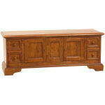 Biscottini - meuble tv style rustique en bois massif de tilleul finition noyer l150xpr51xh56 cm Biscottini - meuble tv style rustique en bois massif de tilleul finition noyer l150xpr51xh56 cm