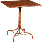 Table basse carr�e en fer forg� table de jardin table de bar, bistro et restaurant finition rouge antique ...