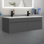 Biubiubath - meuble de salle de bain double vasque 120 cm, meuble suspendu avec 2 portes - anthracite ...