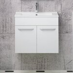 Meubles de salle de bain suspendus, 60 cm meuble blanc avec 2 portes 60cm