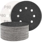 Black lot de 50 disques abrasifs en carbure de silicium avec grain 80 8 trous rond ponceuse excentrique ...