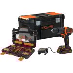 Black + decker perceuse � percussion sans fil - 18 v - 1, 5 ah - 2 vitesses - 104 accessoires - livr�e ...