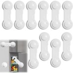 Blanc, 10 pack serrure de porte de r�frig�rateur de s�curit� enfant?adh�sif fort sans per�age?convient ...