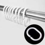 (blanc), 12pcs anneaux de rideau de douche en plastique en forme de c crochets de rideau pour rideau ...