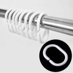 (blanc), 12pcs anneaux de rideau de douche en plastique en forme de c crochets de rideau pour rideau ...