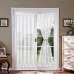 (blanc - 137 x 102 cm)2 rideau de porte passe tringle semi - transparent french panneau de porte rideaux, ...