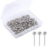 (blanc argent�)200pcs punaises carte, punaises � t�te ronde pour carte de voyage petites push pins pour ...