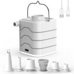 Blanc, gonfleur �lectrique rechargeable, pompe � air portable avec lumi�re led, gonfleur / d�gonfleur ...
