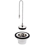 Blanc habitat - bonde pvc vier inox avec grille inox, bouchon et chanette 70 - percage 50mm