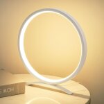 Blanc, lampe de chevet, lampe de bureau cercle en m�tal lampe de table pour chambre � coucher, lumi�re ...