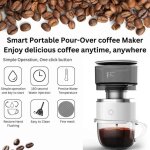 (blanc)machine � caf� portable de voyage - fonction d'�gouttement automatique - 1 tasse pour camping, ...