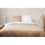 Blanc avenue paris - parure de couette pois capuccino - 100% coton / 57 fils / cm - parure de couette ...