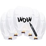 (blanche)lanterne volante blanche - 100% biod�gradable - 5 pi�ces - d�coration de f�te