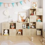Blanketswarm - biblioth�que enfant modulable 125x30x60cm, meuble de rangement enfant � 8 cases, meuble ...