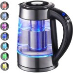 Bouilloire en verre 2200w 1. 7l température réglable fonction maintien au chaud éclairage led 7 couleurs ... Bouilloire en verre 2200w 1. 7l température réglable fonction maintien au chaud éclairage led 7 couleurs ...