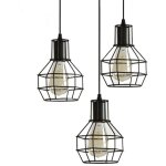 Fitags - bleu 3 pices rtro vintage lustre suspension industriel e27 15 cm cage mtal luminaire couloir ...